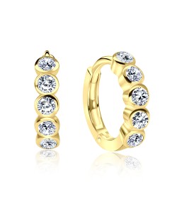 Gold Plated CZ Silver Huggies Earring HO-1605-GP